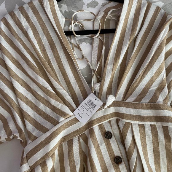 Striped taupe and white dress from Essue - WOMENS MEDIUM - Picture 1 of 1